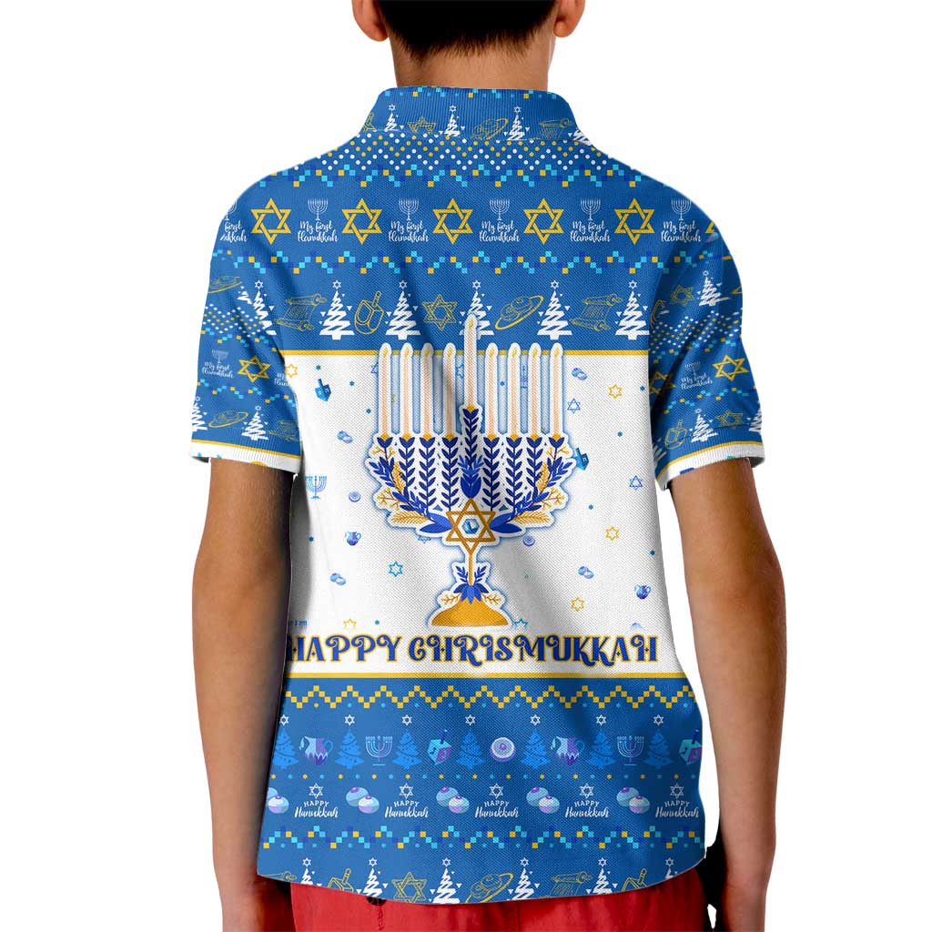 Happy Chrismukkah Kid Polo Shirt Gnome Funny Hanukkah Christmas Mashup - Wonder Print Shop