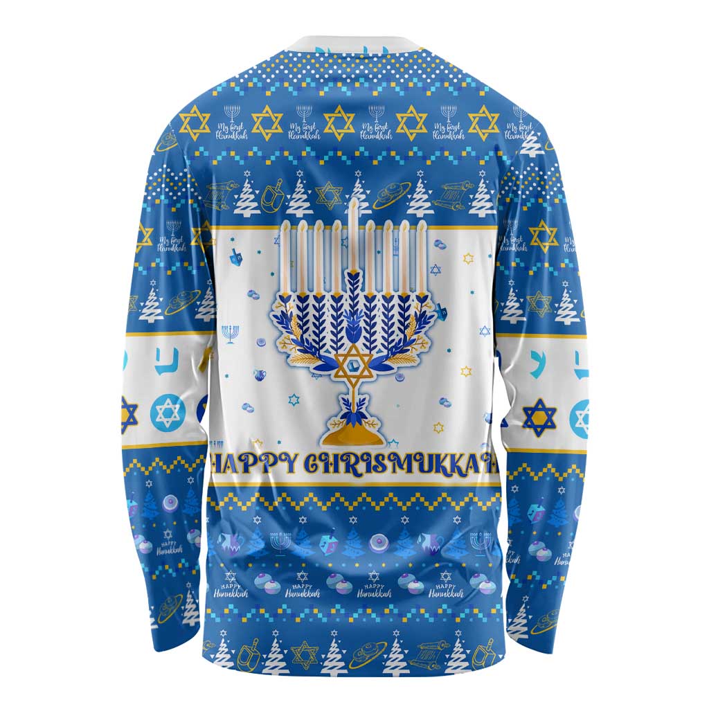 Happy Chrismukkah Long Sleeve Shirt Gnome Funny Hanukkah Christmas Mashup - Wonder Print Shop