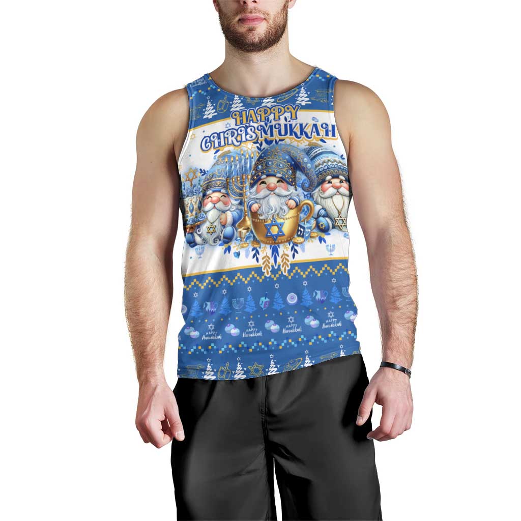 Happy Chrismukkah Men Tank Top Gnome Funny Hanukkah Christmas Mashup - Wonder Print Shop
