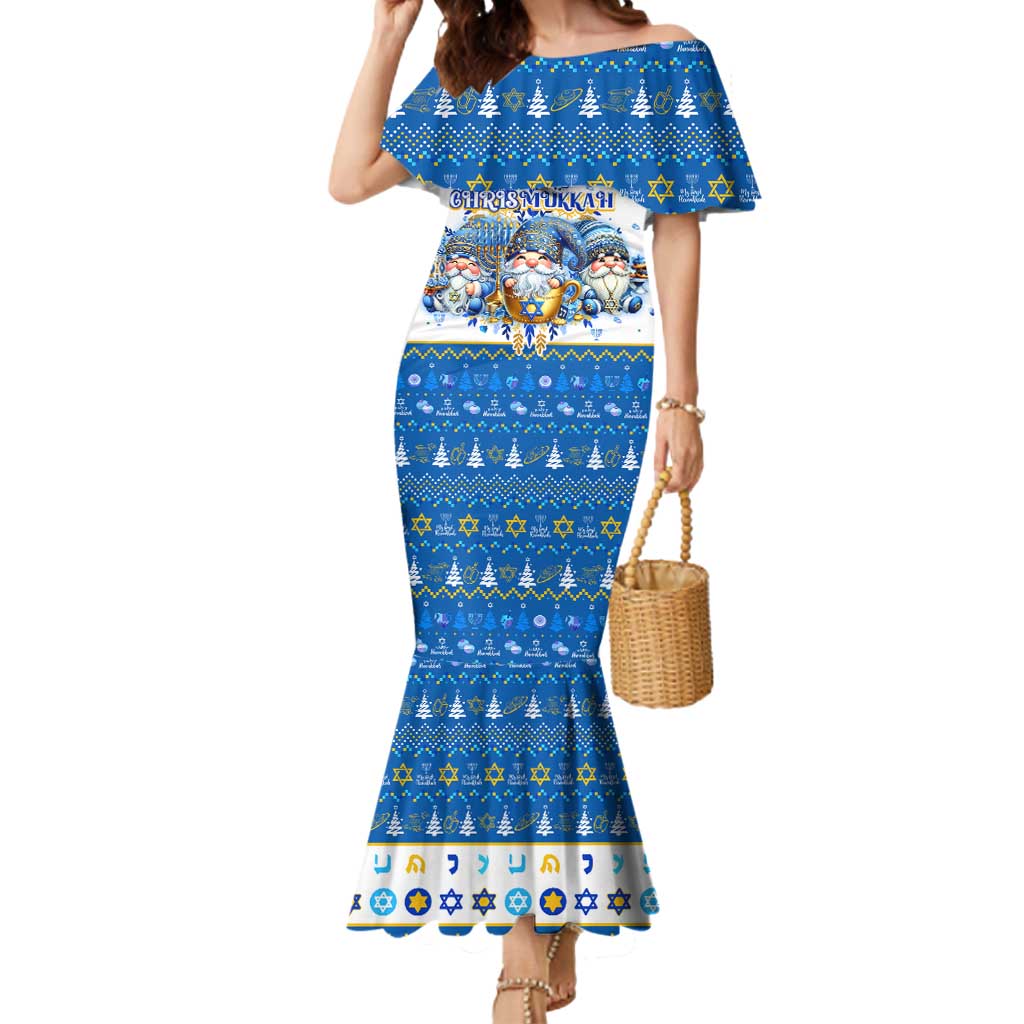 Happy Chrismukkah Mermaid Dress Gnome Funny Hanukkah Christmas Mashup - Wonder Print Shop