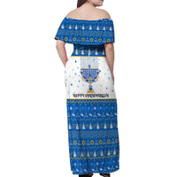 Happy Chrismukkah Off Shoulder Maxi Dress Gnome Funny Hanukkah Christmas Mashup - Wonder Print Shop