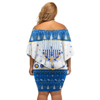 Happy Chrismukkah Off Shoulder Short Dress Gnome Funny Hanukkah Christmas Mashup - Wonder Print Shop