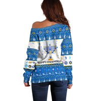 Happy Chrismukkah Off Shoulder Sweater Gnome Funny Hanukkah Christmas Mashup - Wonder Print Shop