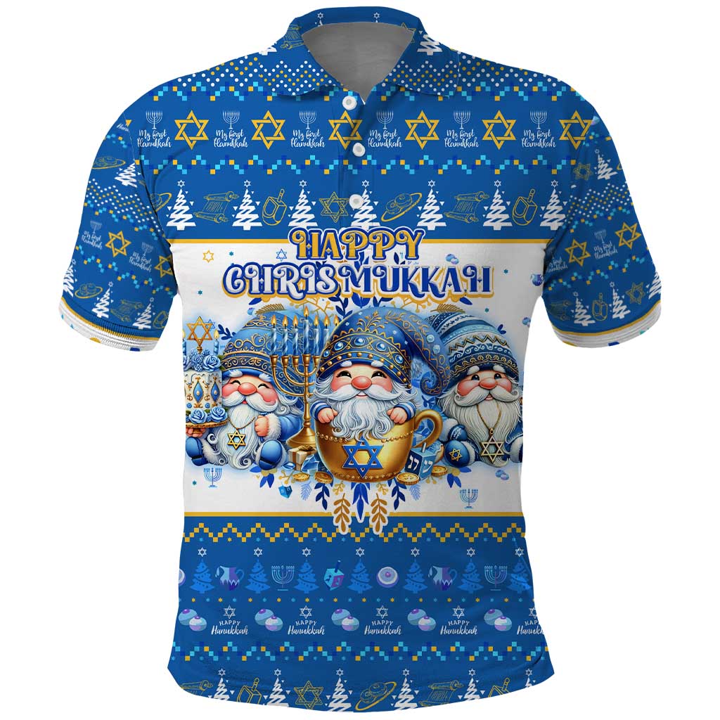 Happy Chrismukkah Polo Shirt Gnome Funny Hanukkah Christmas Mashup - Wonder Print Shop
