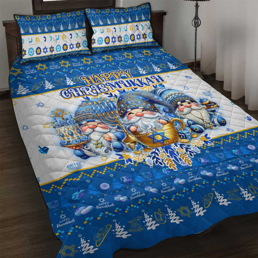 Happy Chrismukkah Quilt Bed Set Gnome Funny Hanukkah Christmas Mashup - Wonder Print Shop