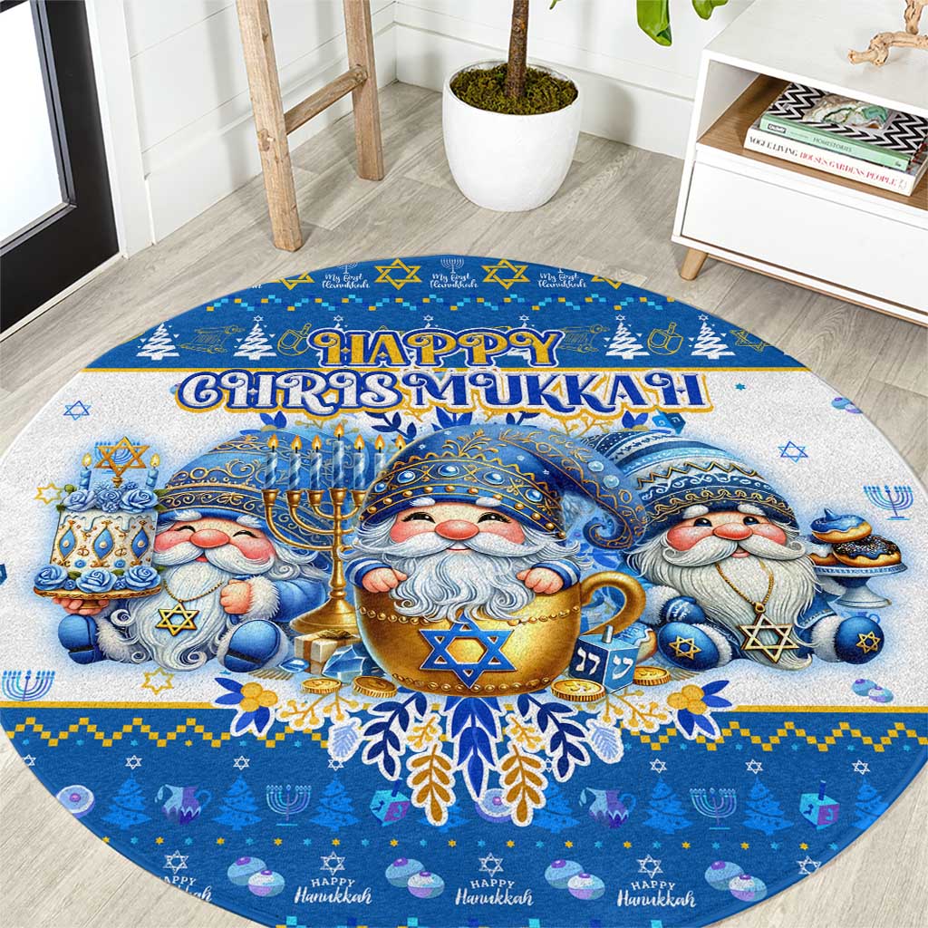 Happy Chrismukkah Round Carpet Gnome Funny Hanukkah Christmas Mashup - Wonder Print Shop