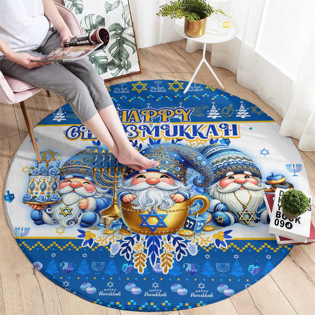 Happy Chrismukkah Round Carpet Gnome Funny Hanukkah Christmas Mashup - Wonder Print Shop
