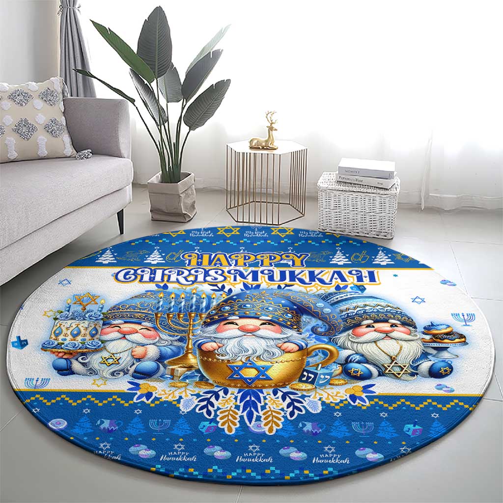 Happy Chrismukkah Round Carpet Gnome Funny Hanukkah Christmas Mashup - Wonder Print Shop