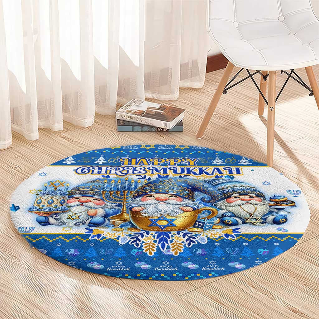 Happy Chrismukkah Round Carpet Gnome Funny Hanukkah Christmas Mashup - Wonder Print Shop
