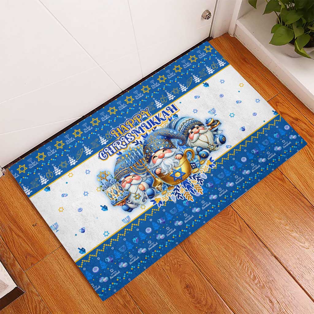 Happy Chrismukkah Rubber Doormat Gnome Funny Hanukkah Christmas Mashup - Wonder Print Shop