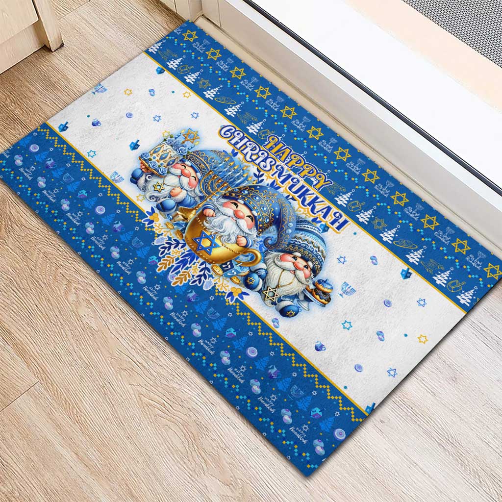 Happy Chrismukkah Rubber Doormat Gnome Funny Hanukkah Christmas Mashup - Wonder Print Shop