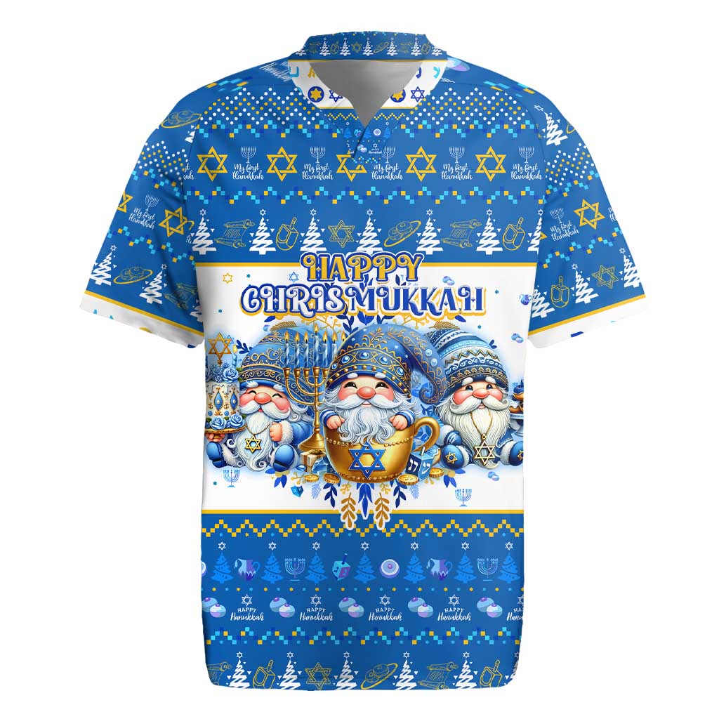 Happy Chrismukkah Rugby Jersey Gnome Funny Hanukkah Christmas Mashup - Wonder Print Shop