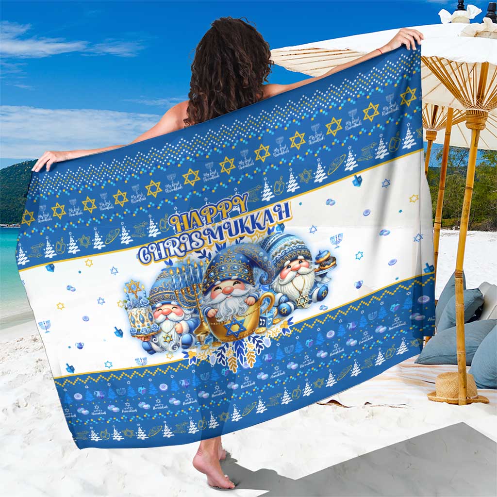 Happy Chrismukkah Sarong Gnome Funny Hanukkah Christmas Mashup - Wonder Print Shop