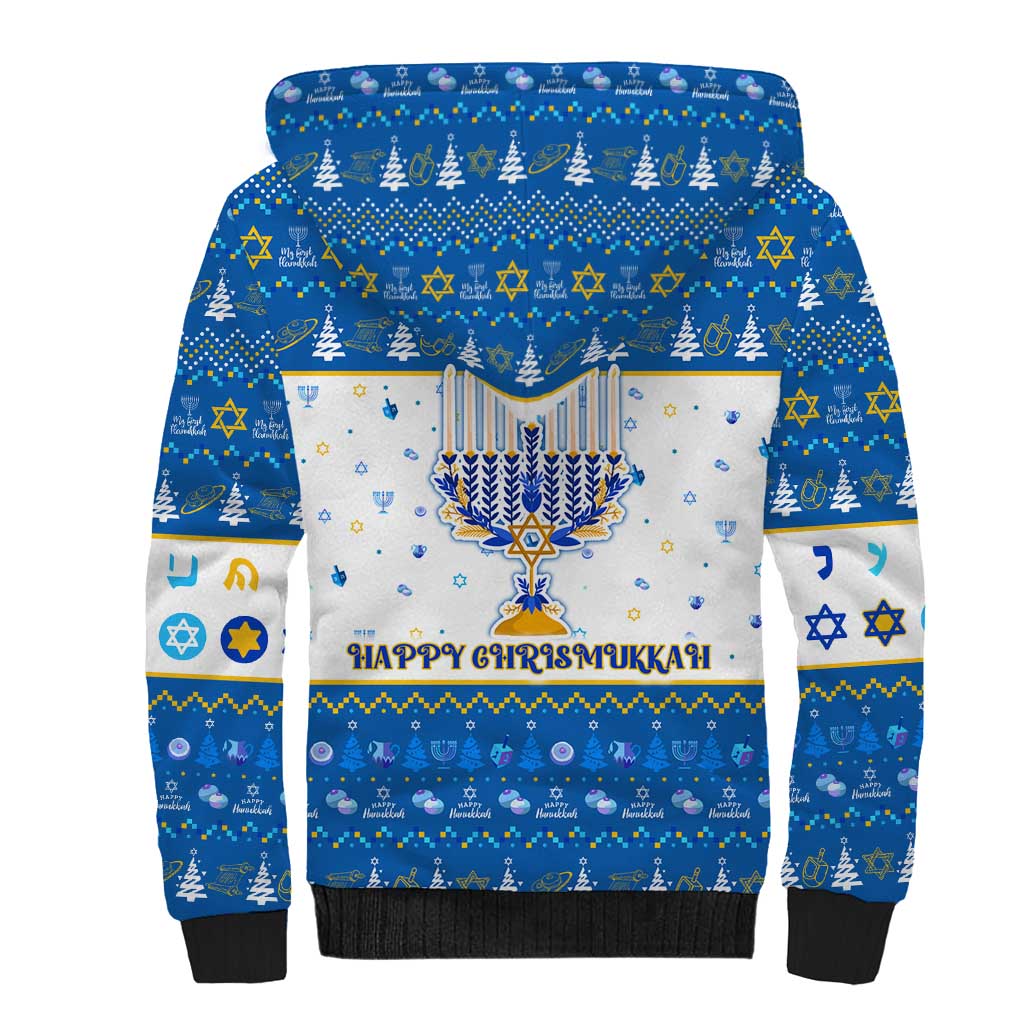 Happy Chrismukkah Sherpa Hoodie Gnome Funny Hanukkah Christmas Mashup - Wonder Print Shop