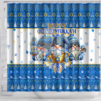 Happy Chrismukkah Shower Curtain Gnome Funny Hanukkah Christmas Mashup - Wonder Print Shop