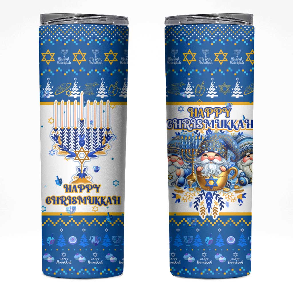Happy Chrismukkah Skinny Tumbler Gnome Funny Hanukkah Christmas Mashup - Wonder Print Shop
