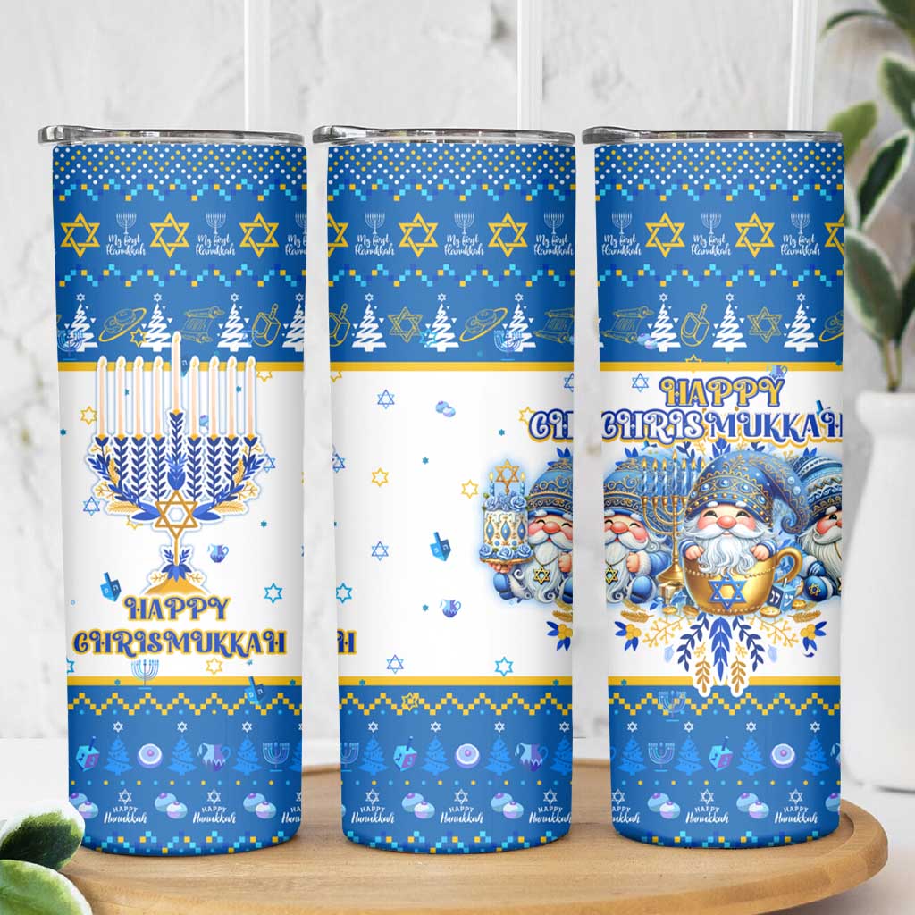 Happy Chrismukkah Skinny Tumbler Gnome Funny Hanukkah Christmas Mashup - Wonder Print Shop