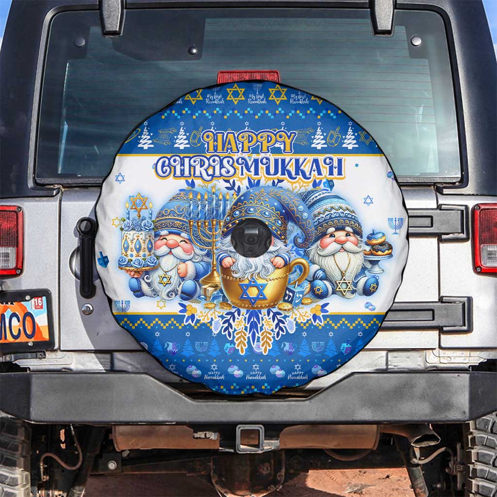 Happy Chrismukkah Spare Tire Cover Gnome Funny Hanukkah Christmas Mashup - Wonder Print Shop