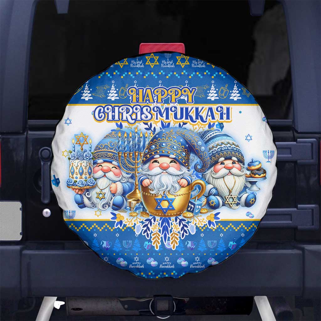 Happy Chrismukkah Spare Tire Cover Gnome Funny Hanukkah Christmas Mashup - Wonder Print Shop