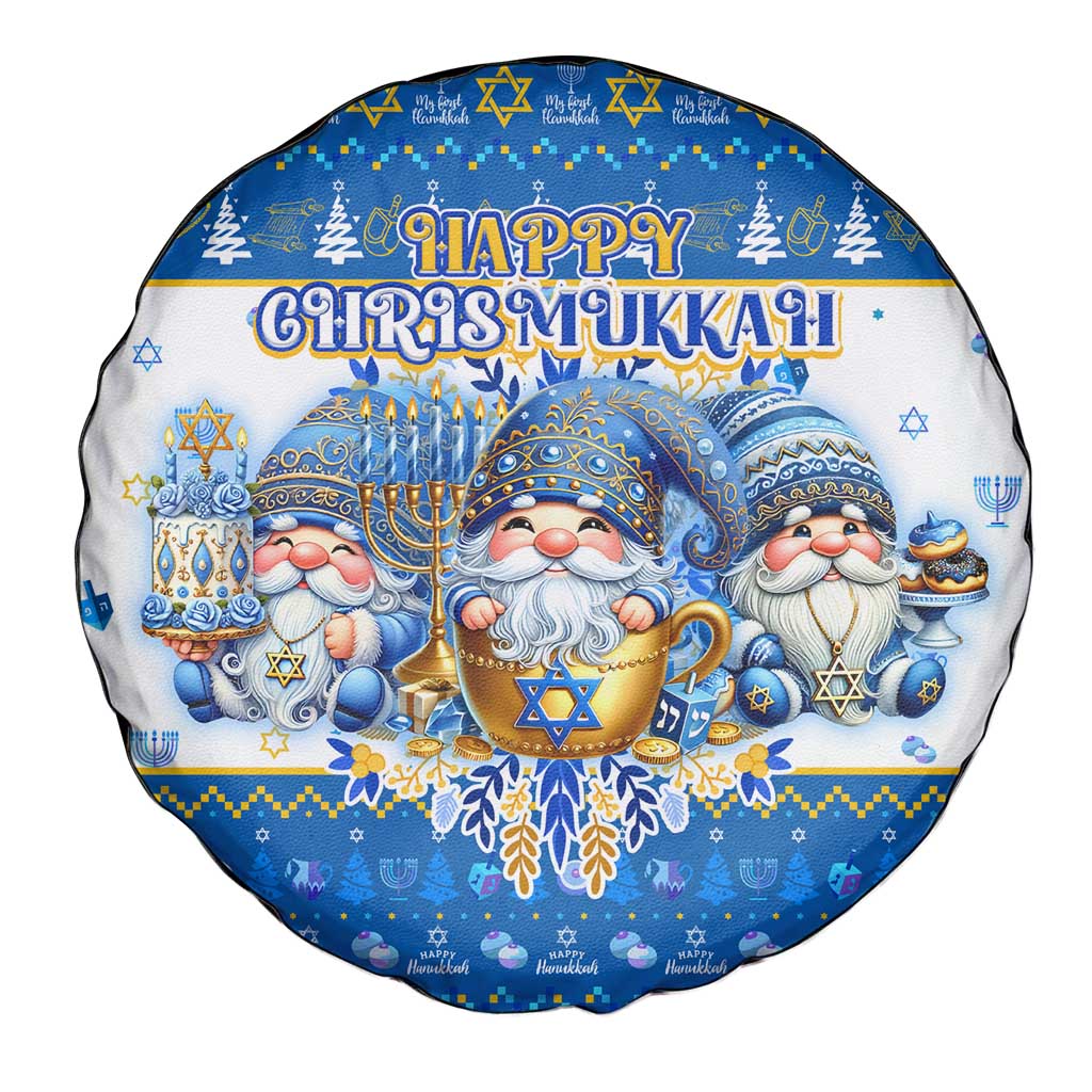 Happy Chrismukkah Spare Tire Cover Gnome Funny Hanukkah Christmas Mashup - Wonder Print Shop