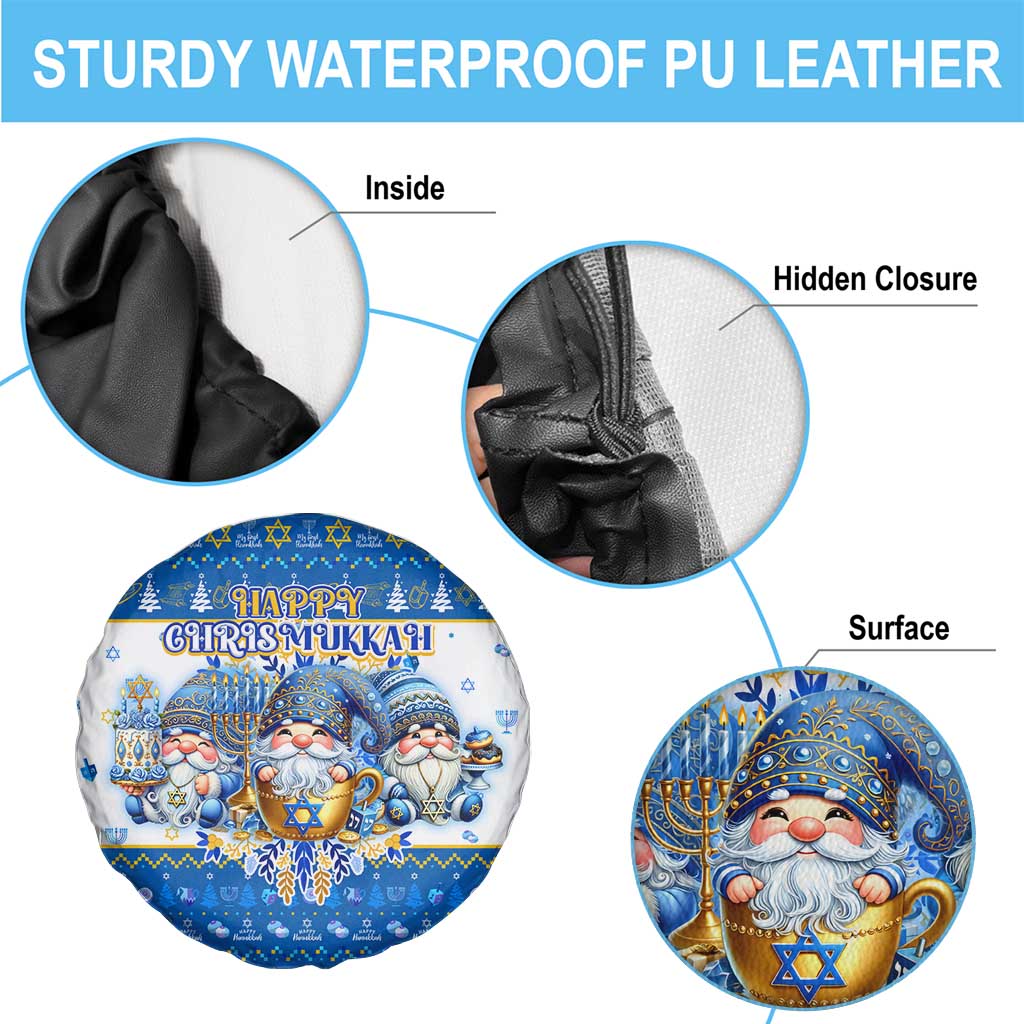 Happy Chrismukkah Spare Tire Cover Gnome Funny Hanukkah Christmas Mashup - Wonder Print Shop