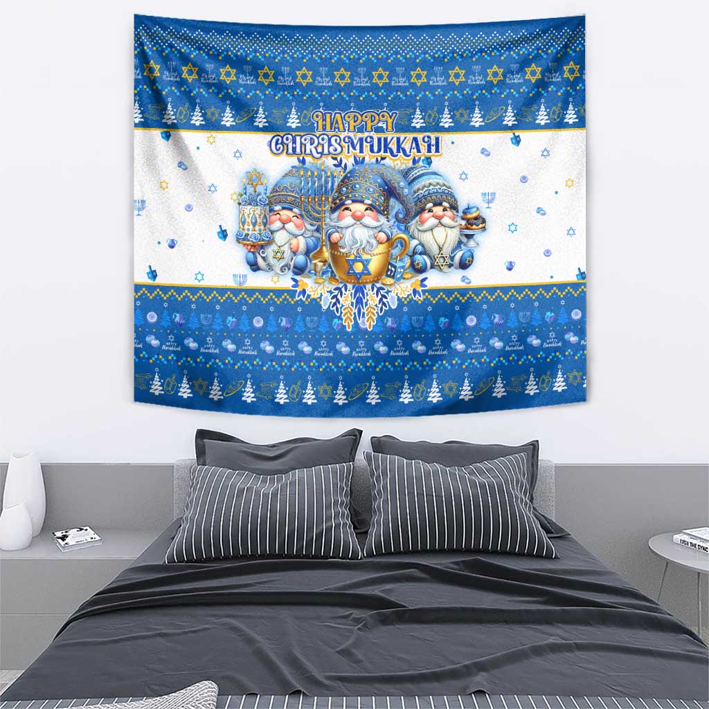 Happy Chrismukkah Tapestry Gnome Funny Hanukkah Christmas Mashup - Wonder Print Shop