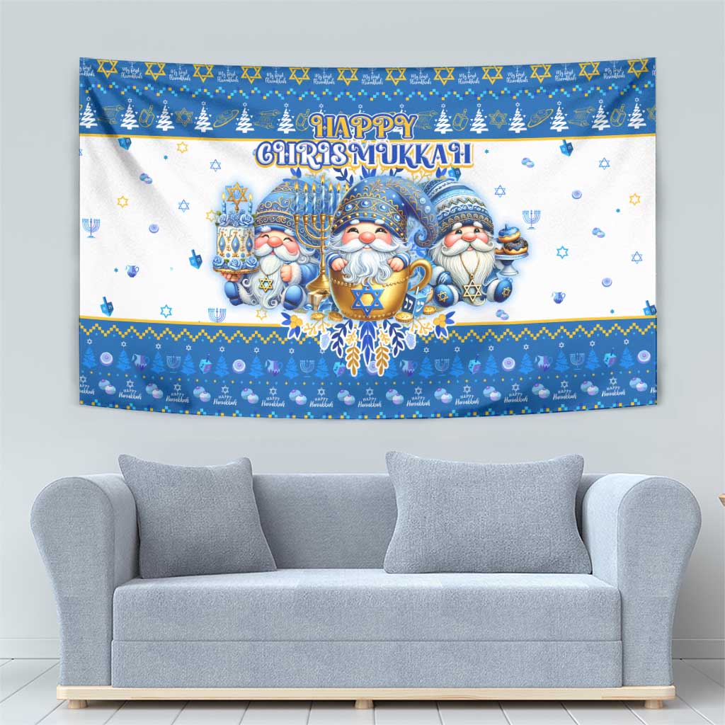 Happy Chrismukkah Tapestry Gnome Funny Hanukkah Christmas Mashup - Wonder Print Shop