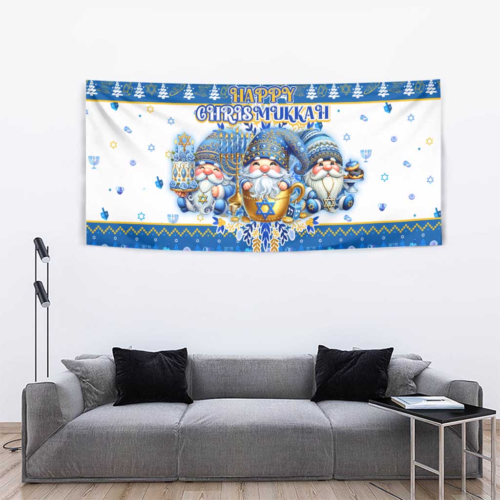 Happy Chrismukkah Tapestry Gnome Funny Hanukkah Christmas Mashup - Wonder Print Shop