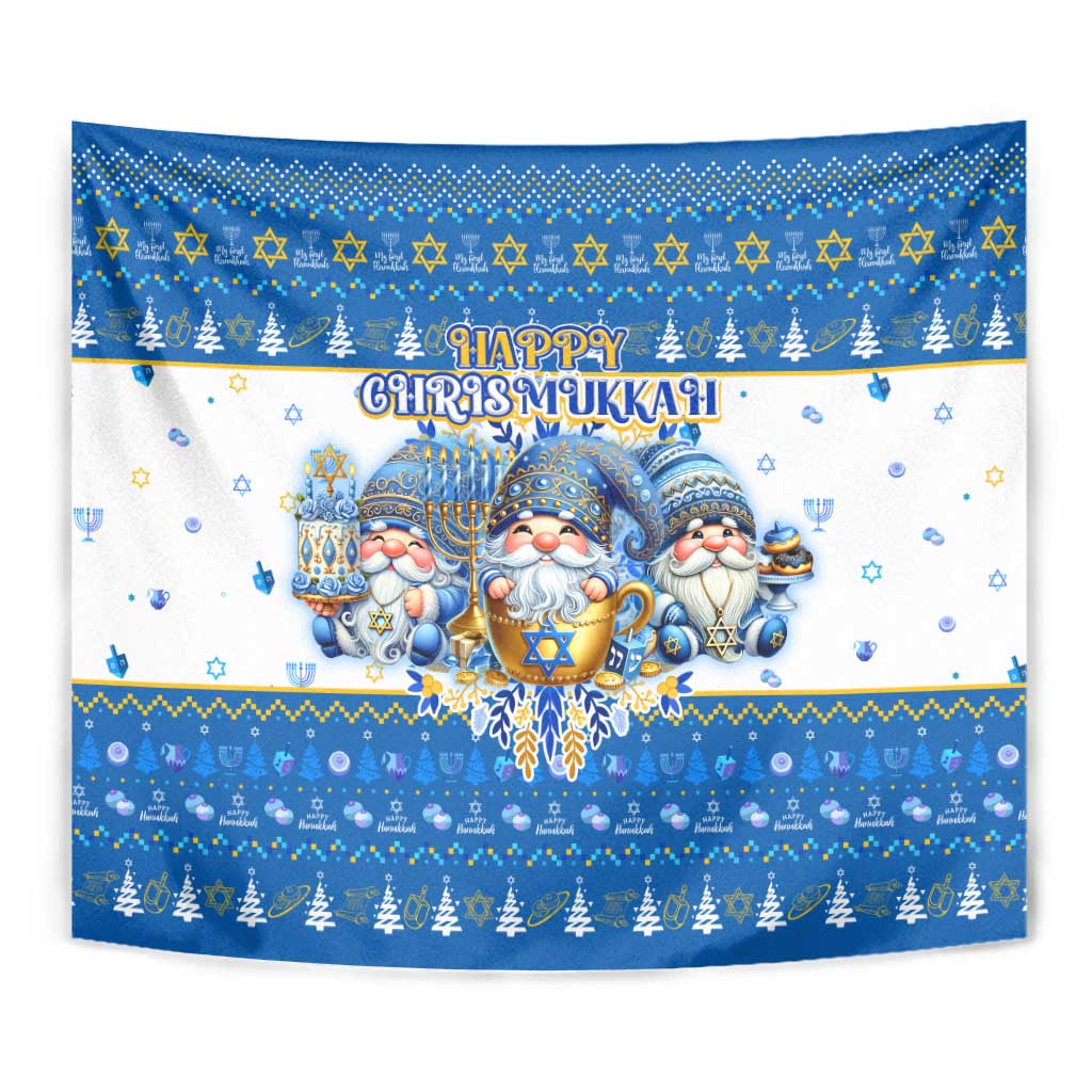 Happy Chrismukkah Tapestry Gnome Funny Hanukkah Christmas Mashup - Wonder Print Shop