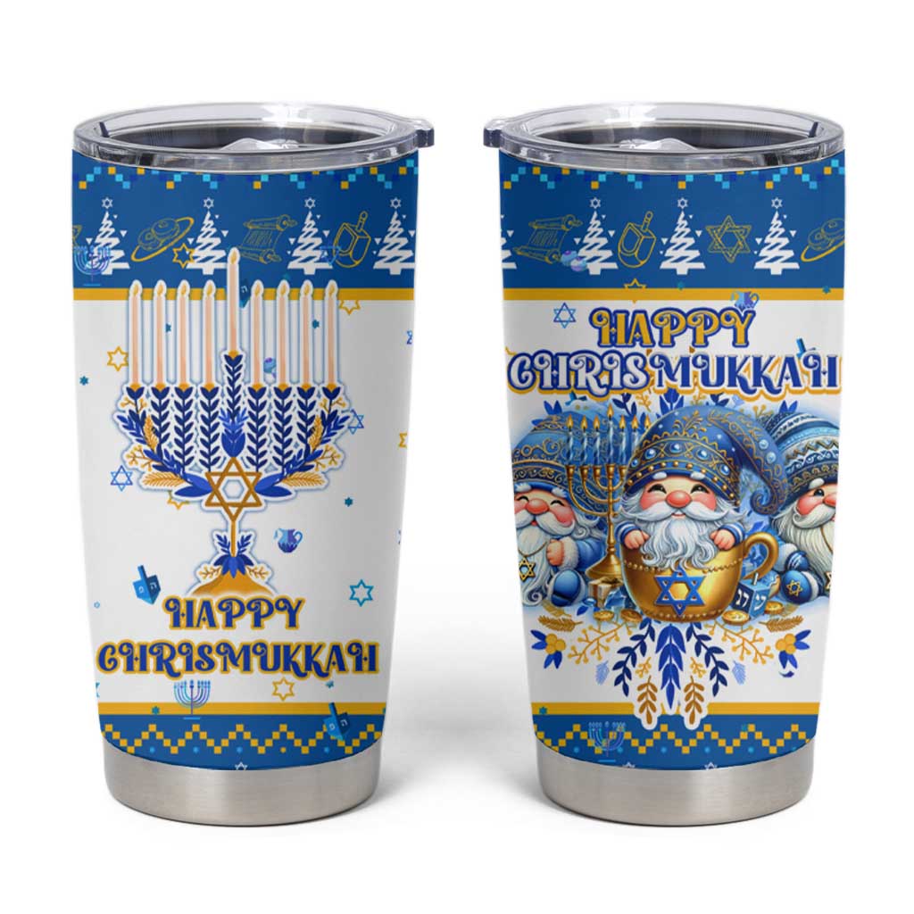 Happy Chrismukkah Tumbler Cup Gnome Funny Hanukkah Christmas Mashup - Wonder Print Shop