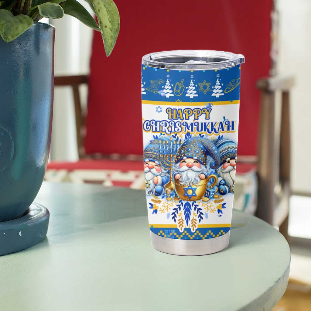 Happy Chrismukkah Tumbler Cup Gnome Funny Hanukkah Christmas Mashup - Wonder Print Shop