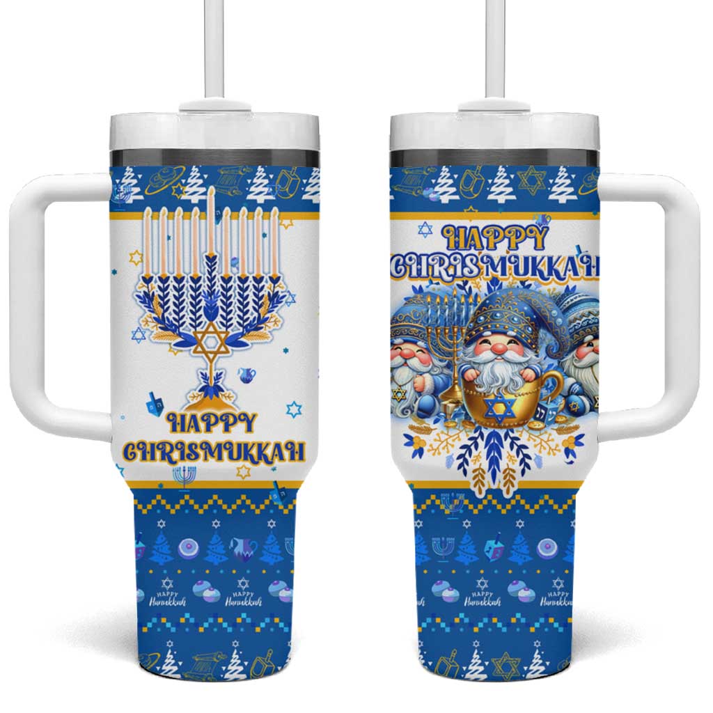 Happy Chrismukkah Tumbler With Handle Gnome Funny Hanukkah Christmas Mashup - Wonder Print Shop