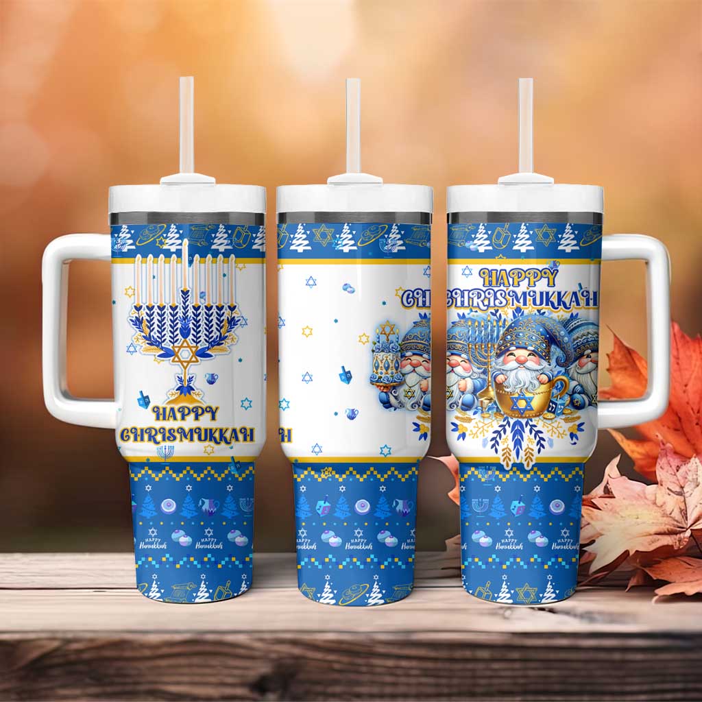 Happy Chrismukkah Tumbler With Handle Gnome Funny Hanukkah Christmas Mashup - Wonder Print Shop