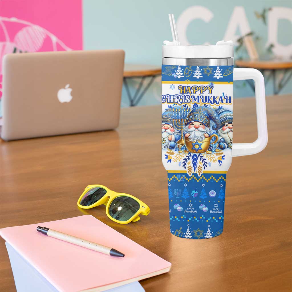 Happy Chrismukkah Tumbler With Handle Gnome Funny Hanukkah Christmas Mashup - Wonder Print Shop