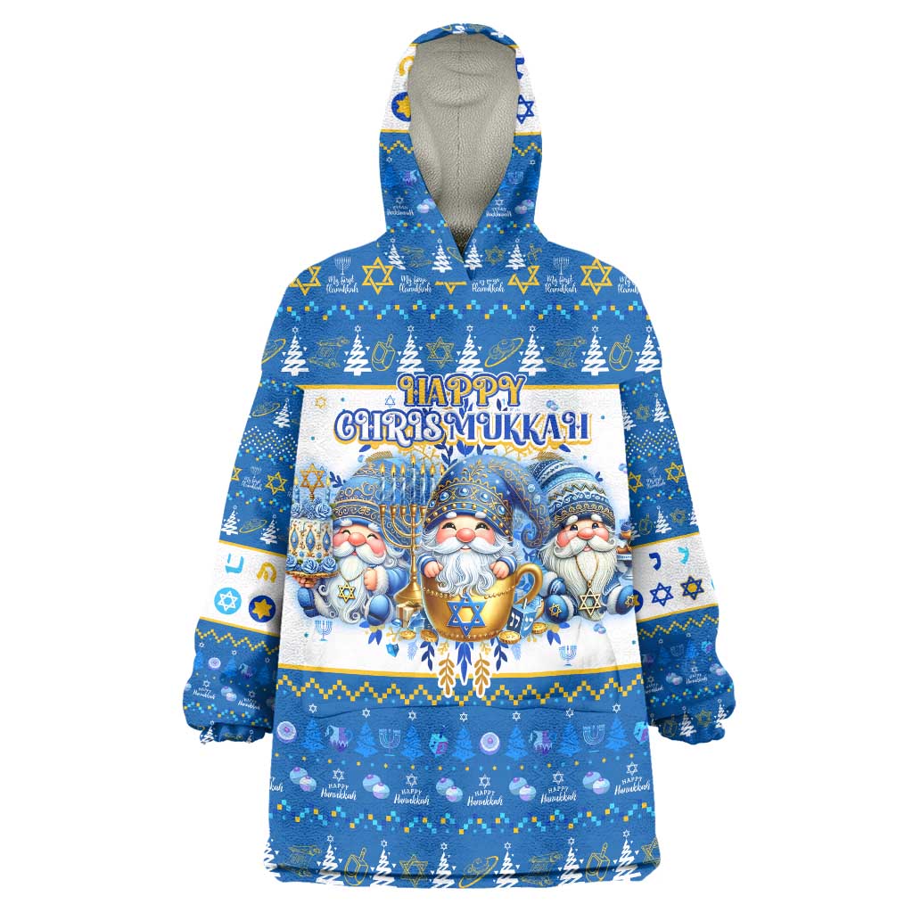 Happy Chrismukkah Wearable Blanket Hoodie Gnome Funny Hanukkah Christmas Mashup - Wonder Print Shop