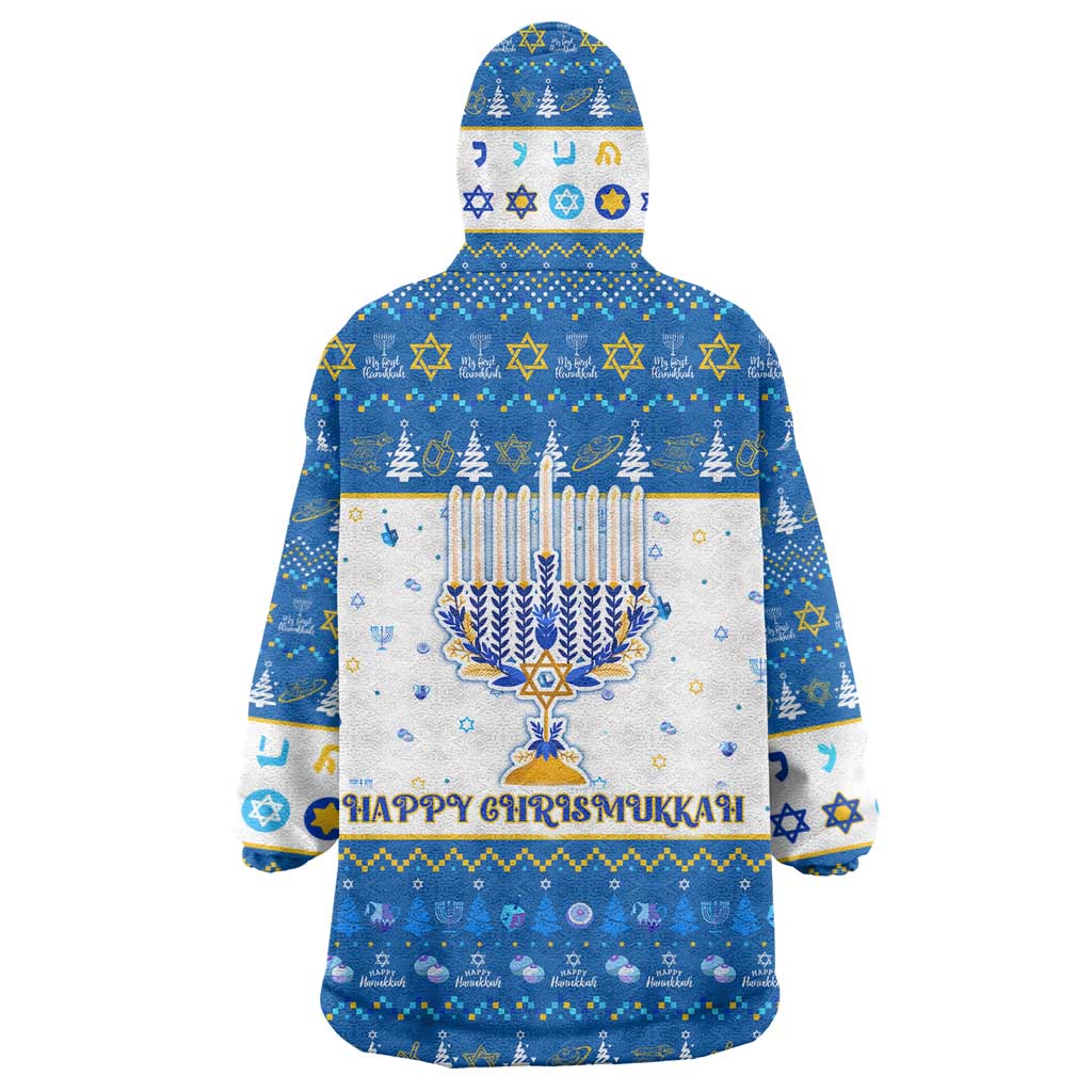 Happy Chrismukkah Wearable Blanket Hoodie Gnome Funny Hanukkah Christmas Mashup - Wonder Print Shop