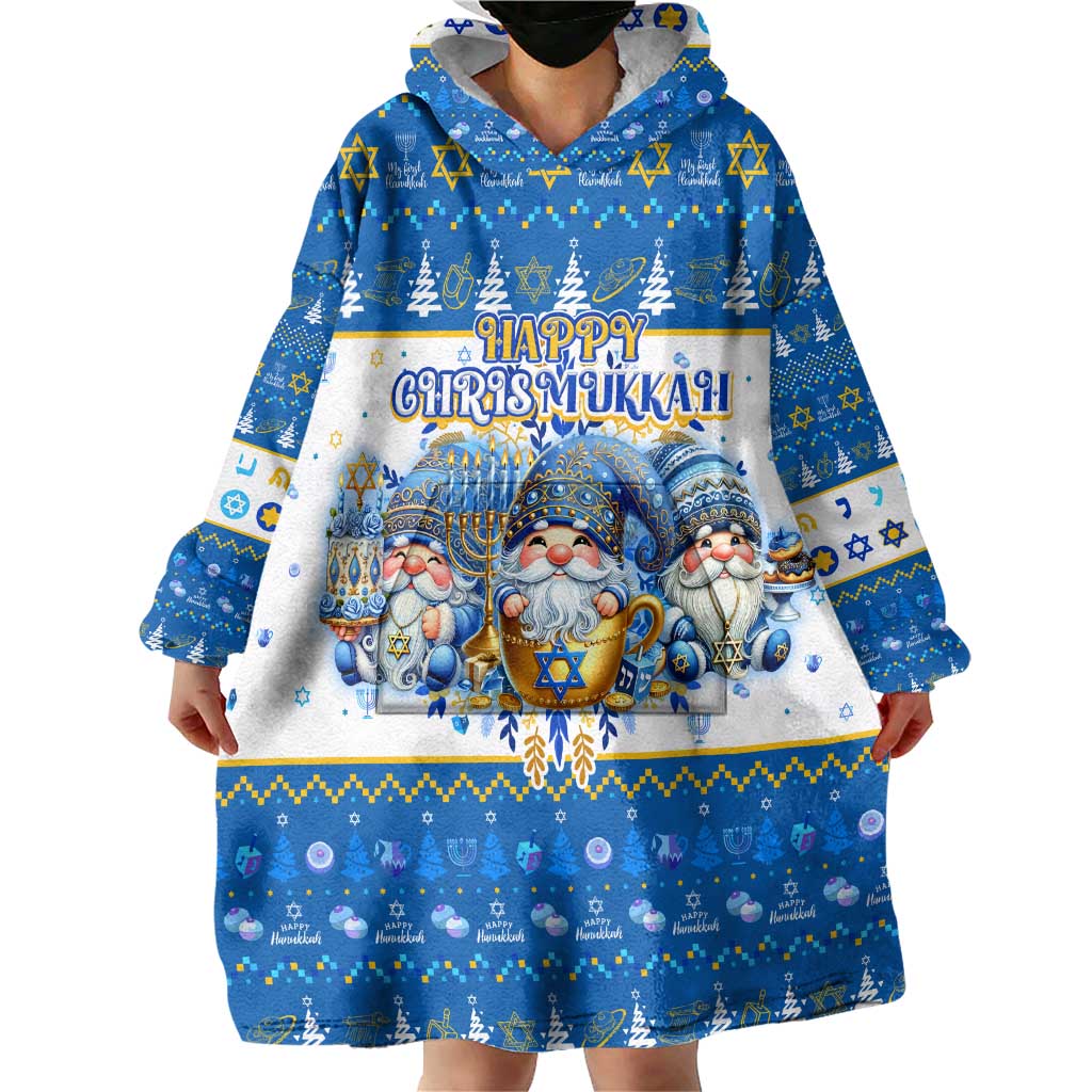 Happy Chrismukkah Wearable Blanket Hoodie Gnome Funny Hanukkah Christmas Mashup - Wonder Print Shop