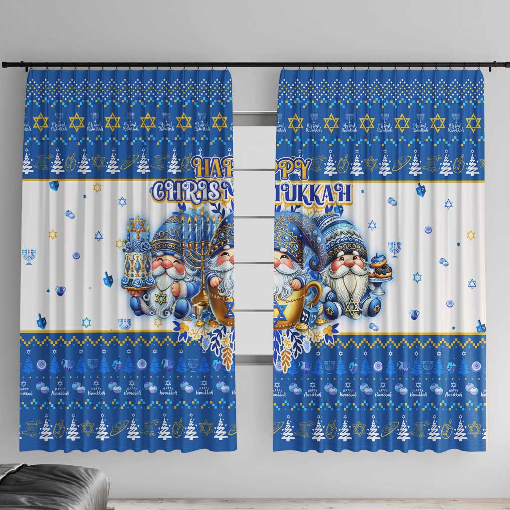 Happy Chrismukkah Window Curtain Gnome Funny Hanukkah Christmas Mashup - Wonder Print Shop