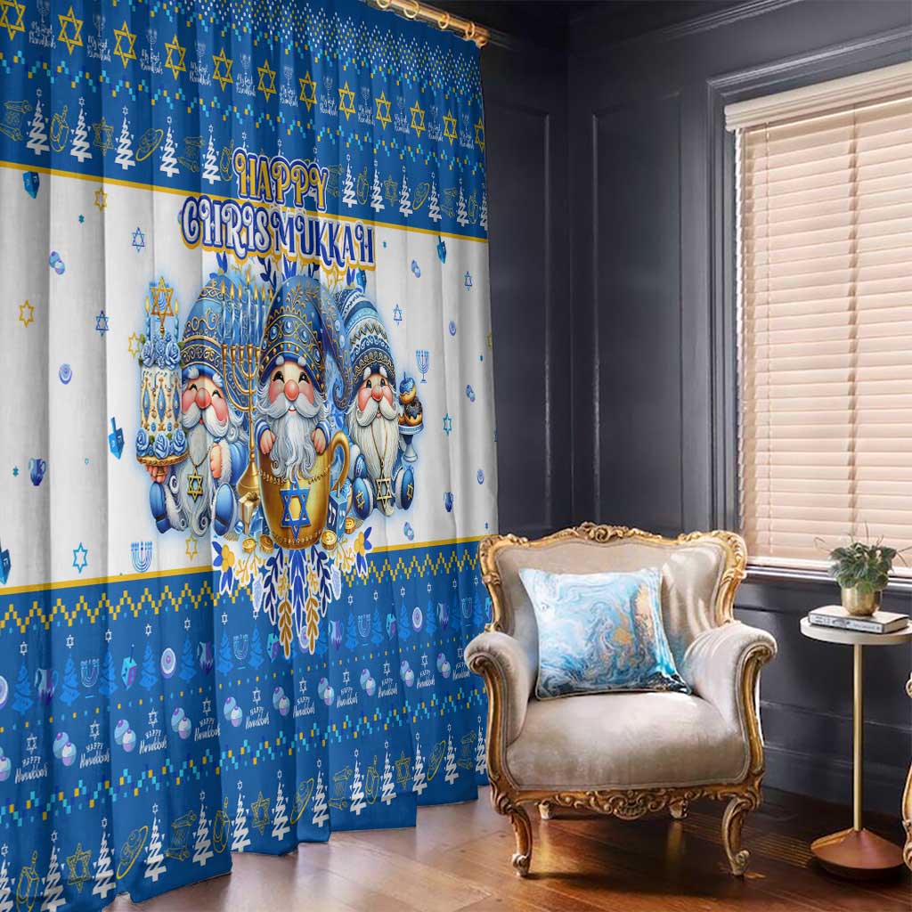 Happy Chrismukkah Window Curtain Gnome Funny Hanukkah Christmas Mashup - Wonder Print Shop
