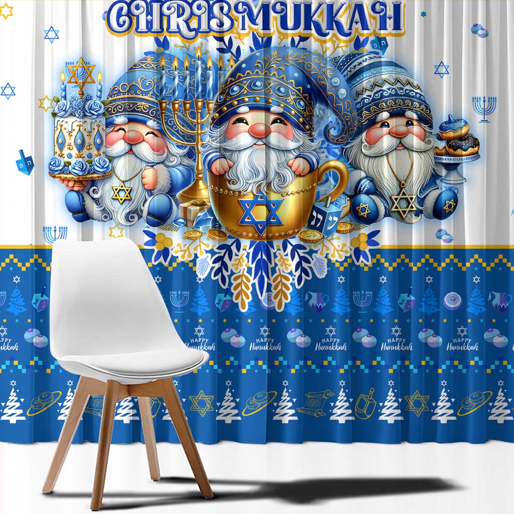 Happy Chrismukkah Window Curtain Gnome Funny Hanukkah Christmas Mashup - Wonder Print Shop