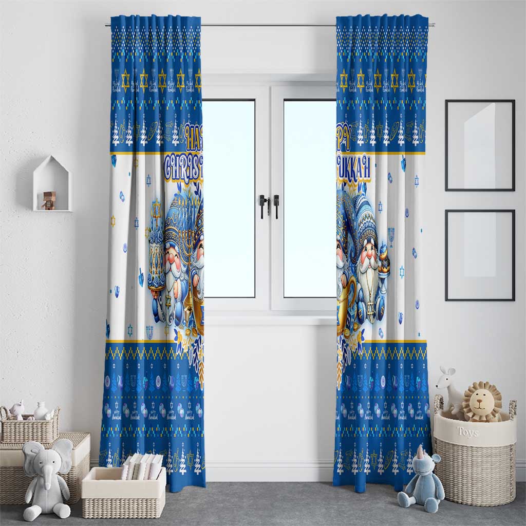 Happy Chrismukkah Window Curtain Gnome Funny Hanukkah Christmas Mashup - Wonder Print Shop