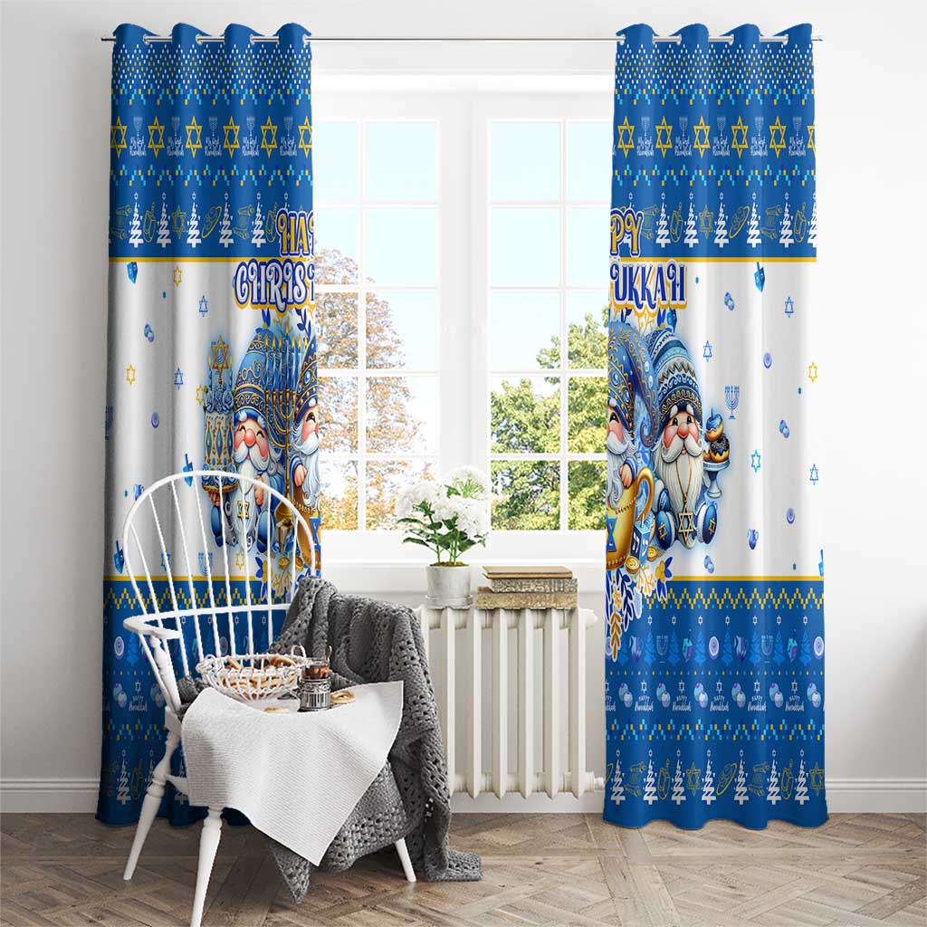 Happy Chrismukkah Window Curtain Gnome Funny Hanukkah Christmas Mashup - Wonder Print Shop