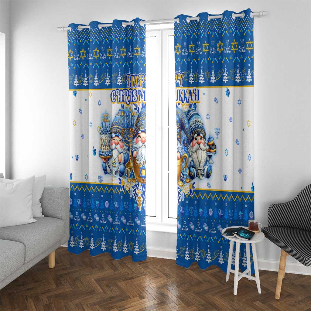Happy Chrismukkah Window Curtain Gnome Funny Hanukkah Christmas Mashup - Wonder Print Shop