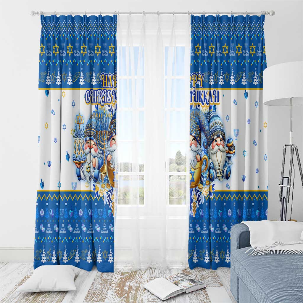 Happy Chrismukkah Window Curtain Gnome Funny Hanukkah Christmas Mashup - Wonder Print Shop