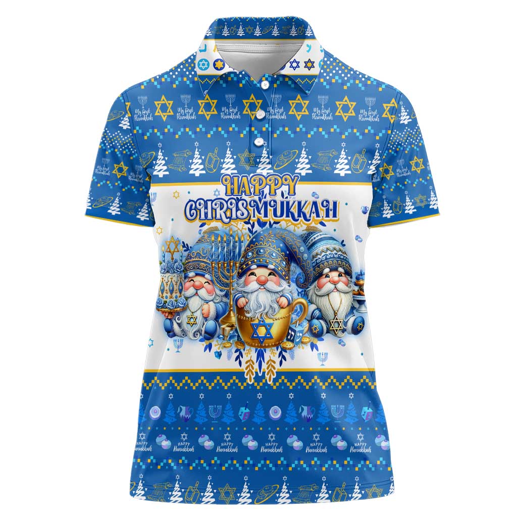 Happy Chrismukkah Women Polo Shirt Gnome Funny Hanukkah Christmas Mashup - Wonder Print Shop