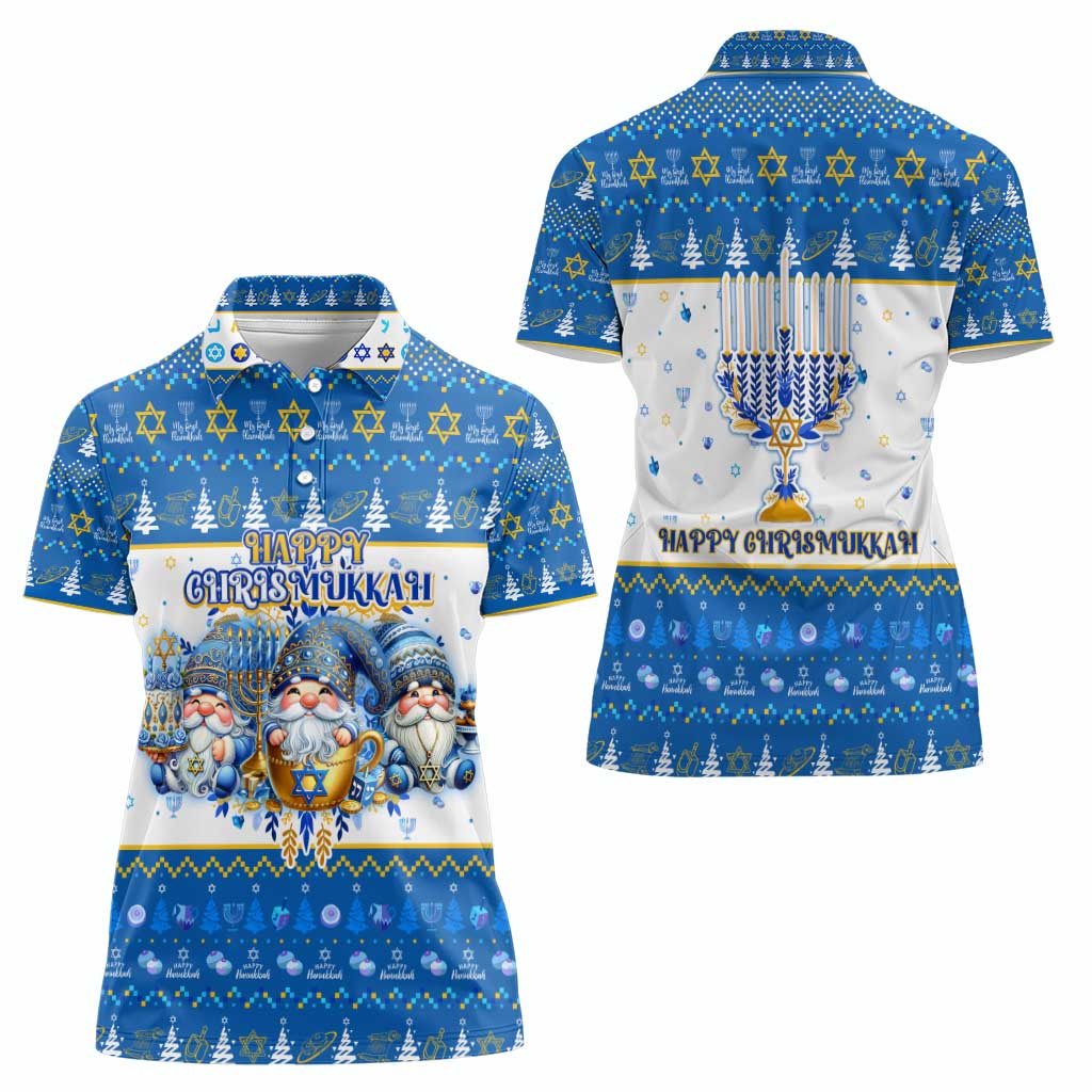 Happy Chrismukkah Women Polo Shirt Gnome Funny Hanukkah Christmas Mashup - Wonder Print Shop
