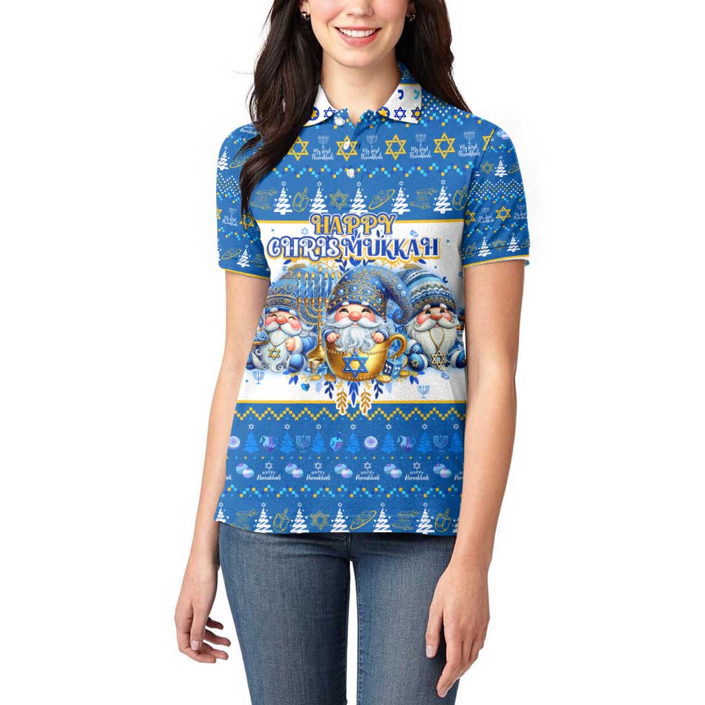 Happy Chrismukkah Women Polo Shirt Gnome Funny Hanukkah Christmas Mashup - Wonder Print Shop