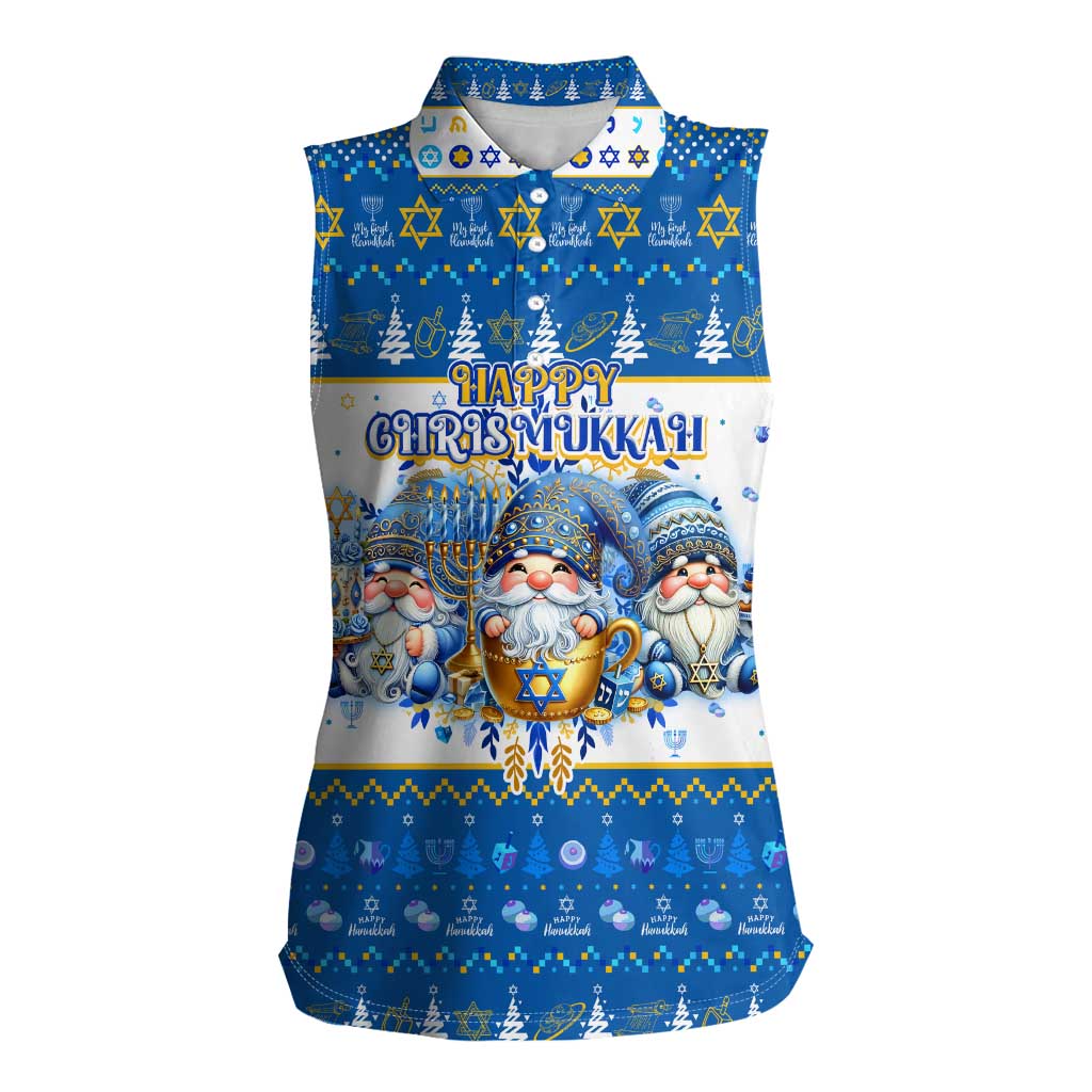 Happy Chrismukkah Women Sleeveless Polo Shirt Gnome Funny Hanukkah Christmas Mashup - Wonder Print Shop