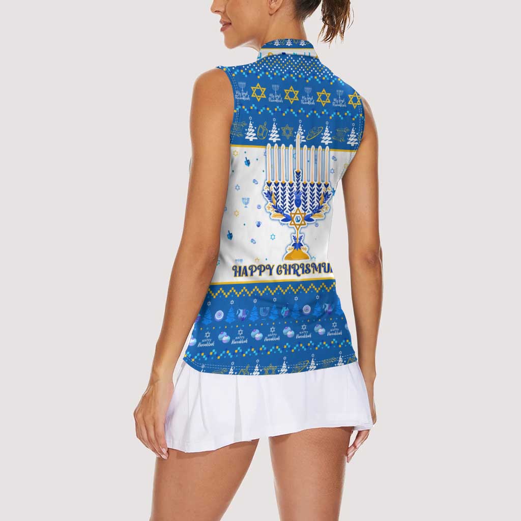 Happy Chrismukkah Women Sleeveless Polo Shirt Gnome Funny Hanukkah Christmas Mashup - Wonder Print Shop