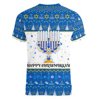 Happy Chrismukkah Women V-Neck T-Shirt Gnome Funny Hanukkah Christmas Mashup - Wonder Print Shop
